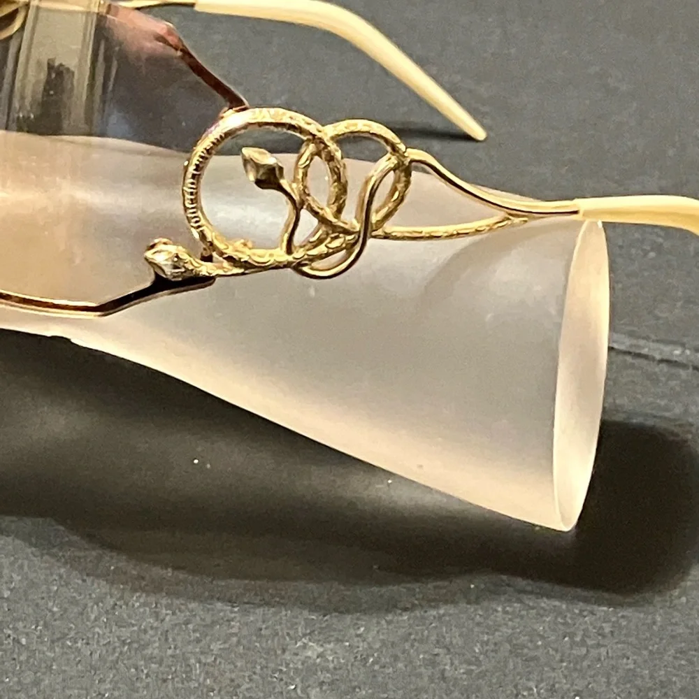 Roberto Cavalli Gold Rimless Sunglasses with Gradient Brown Lenses
